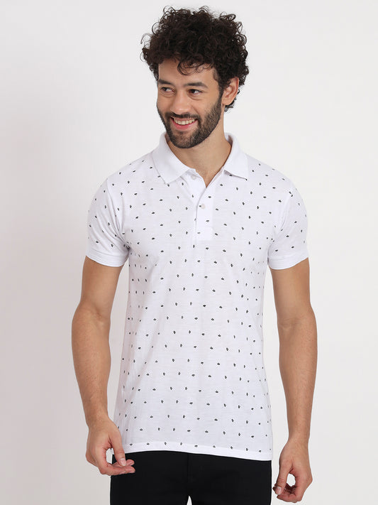 Men Micro Print Regular Fit Polo T-Shirt