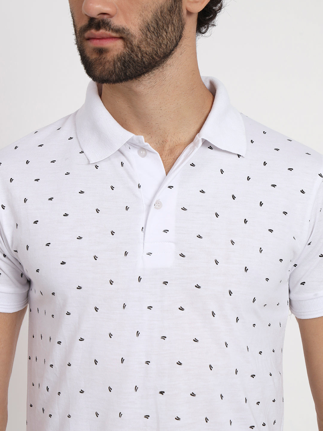 Men Micro Print Regular Fit Polo T-Shirt