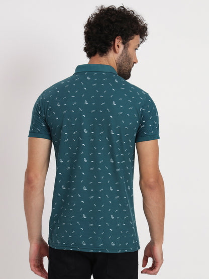 Regular Fit Micro Print Polo T-Shirt