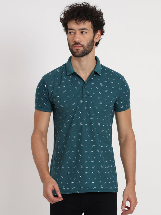 Regular Fit Micro Print Polo T-Shirt