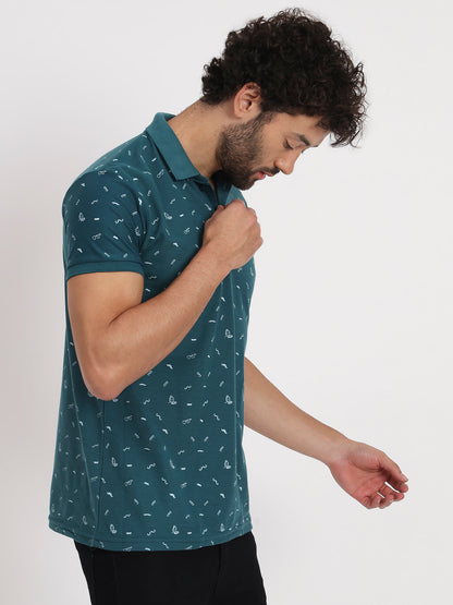 Regular Fit Micro Print Polo T-Shirt