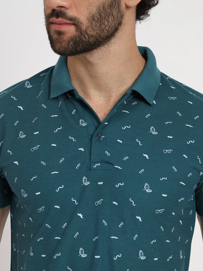 Regular Fit Micro Print Polo T-Shirt