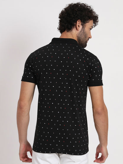 Regular Fit Micro Print Polo T-Shirt