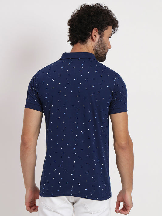 Micro-Print Polo T-Shirt