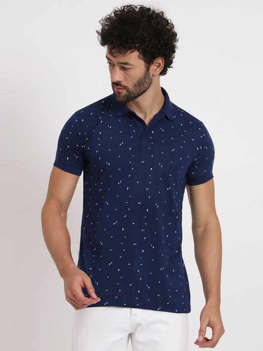 Micro-Print Polo T-Shirt