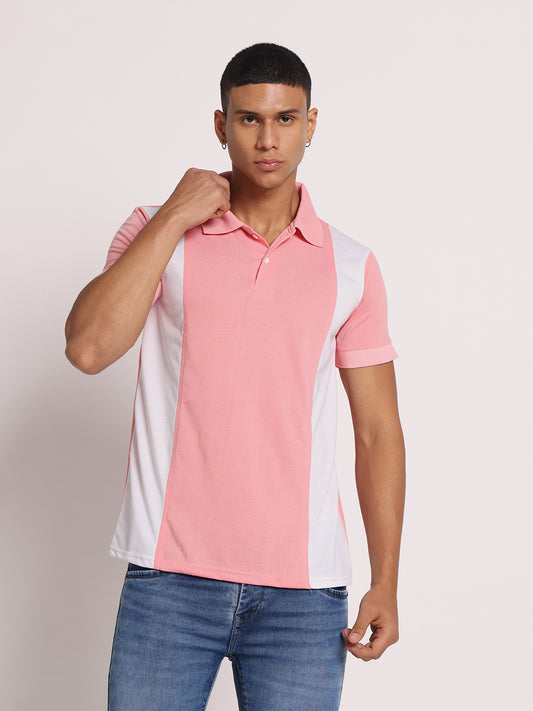 Men Colourblock Slim Fit Polo T-Shirt