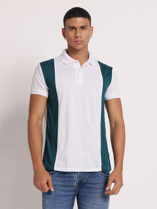Men Colourblock Slim Fit Polo T-Shirt