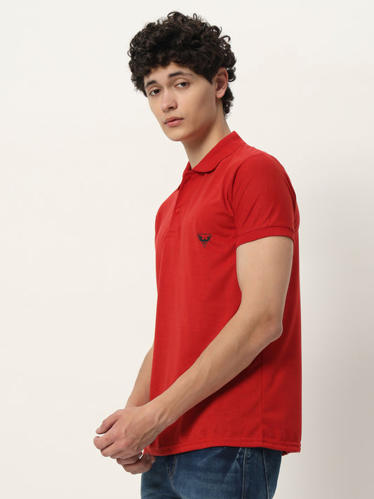 Men Polo Neck Logo Print Collar T-Shirt