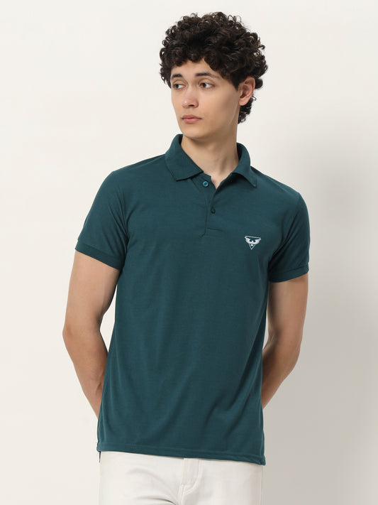 Men Polo Neck Logo Print Collar T-Shirt