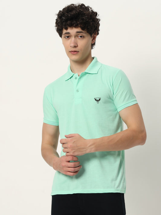 Men Polo Neck Logo Print Collar T-Shirt