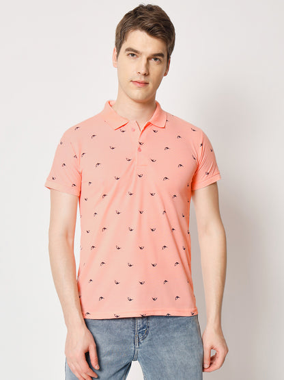 Men Printed Regular Fit Polo T-Shirt