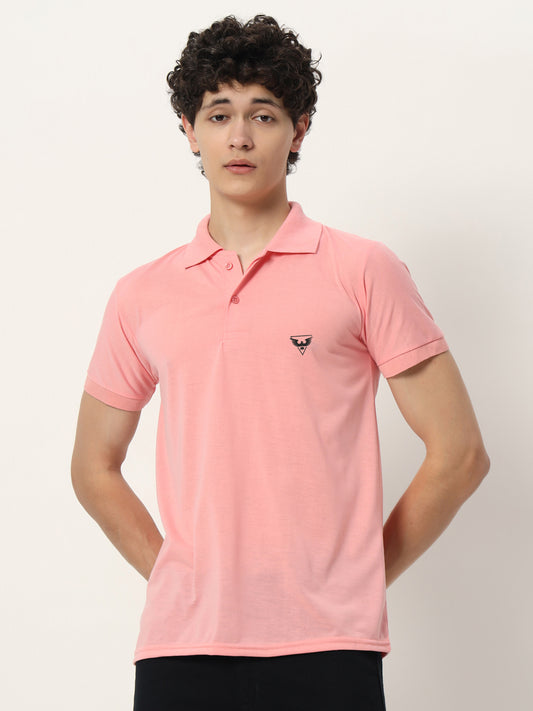Men Polo Neck Logo Print Collar T-Shirt