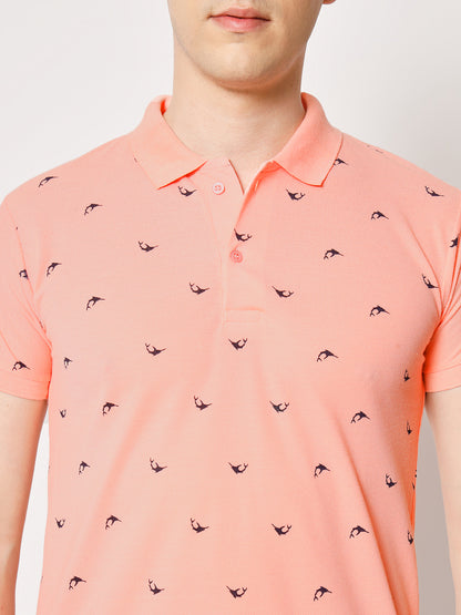Men Printed Regular Fit Polo T-Shirt