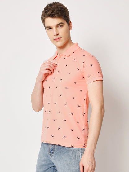 Men Printed Regular Fit Polo T-Shirt