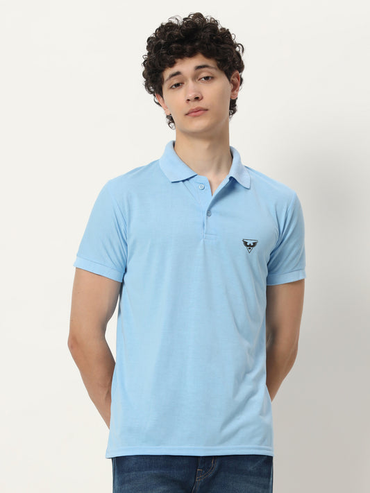 Men Polo Neck Logo Print Collar T-Shirt
