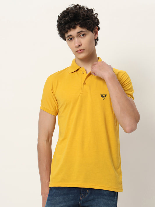 Men Polo Neck Logo Print Collar T-Shirt