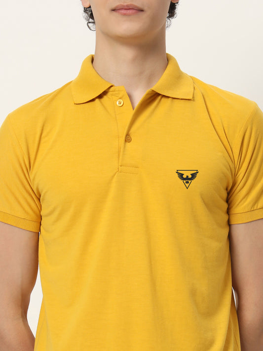 Men Polo Neck Logo Print Collar T-Shirt