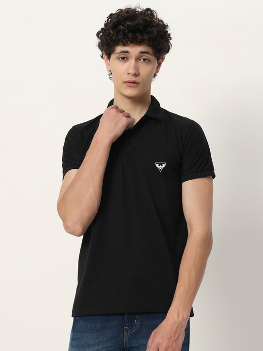 Men Polo Neck Logo Print Collar T-Shirt