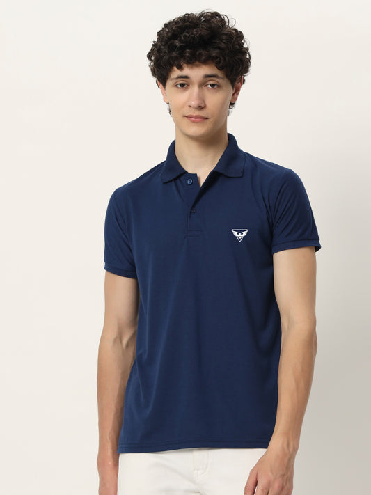 Men Polo Neck Logo Print Collar T-Shirt