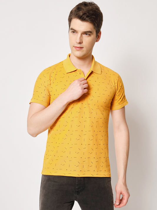 Men Micro Print Regular Fit Polo T-Shirt