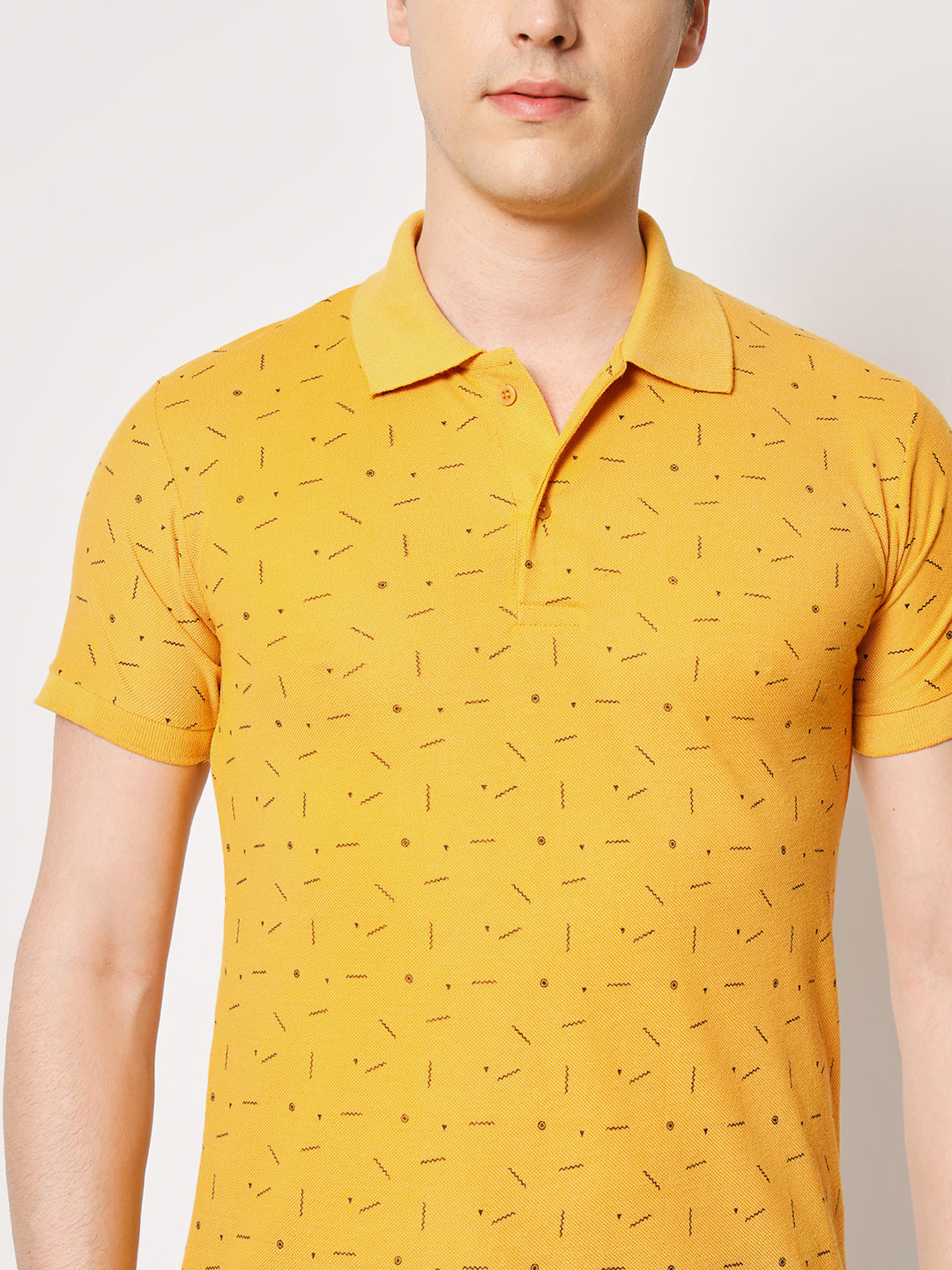 Men Micro Print Regular Fit Polo T-Shirt