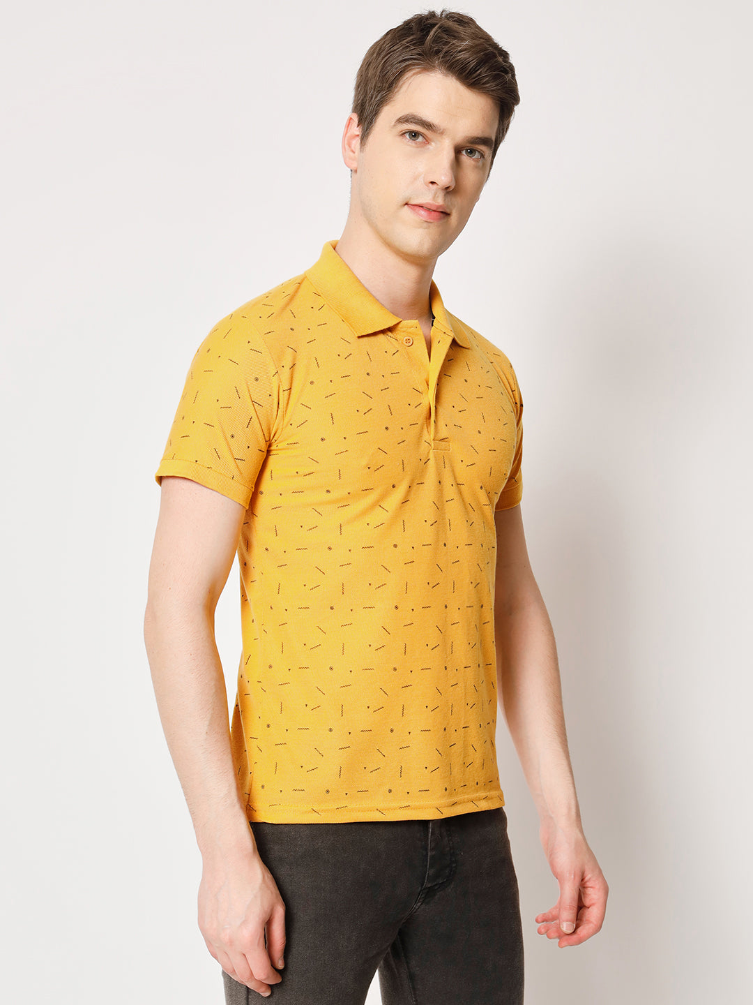 Men Micro Print Regular Fit Polo T-Shirt